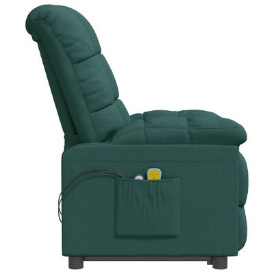 vidaXL Poltrona de massagens elétrica tecido verde-escuro