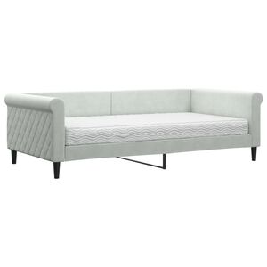 vidaXL Sof&aacute;-cama com colch&atilde;o 100x200 cm veludo cinzento-claro