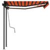 vidaXL Toldo autom&aacute;tico LED/sensor de vento 3,5x2,5m laranja/castanho