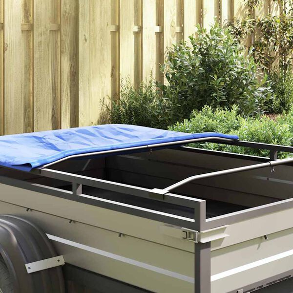 vidaXL Suporte de lona para reboques Manual 3 pcs Prateado 130-210 cm