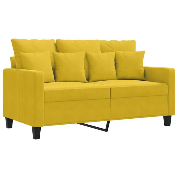 vidaXL Sof&aacute; de 2 lugares veludo 120 cm amarelo