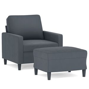 vidaXL Poltrona com apoio de p&eacute;s 60 cm veludo cinzento-escuro