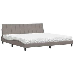 vidaXL Cama com colch&atilde;o Hanko 200x200 cm tecido cinzento-acastanhado