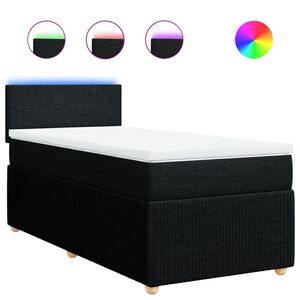 vidaXL Cama com molas/colch&atilde;o 80x200 cm tecido preto
