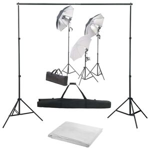 vidaXL Kit de est&uacute;dio fotogr&aacute;fico com conjunto de ilumina&ccedil;&atilde;o e fundo