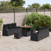 vidaXL Conjunto de Sof&aacute; de Jardim com almofada 9 pcs Preto vime PE