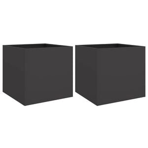 vidaXL Vasos/floreiras 2 pcs 49x47x46 cm a&ccedil;o preto