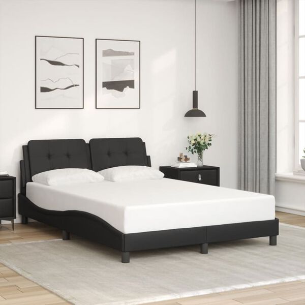 vidaXL Estrutura de cama com LED sem colch&atilde;o Zadar 140x190 cm preto