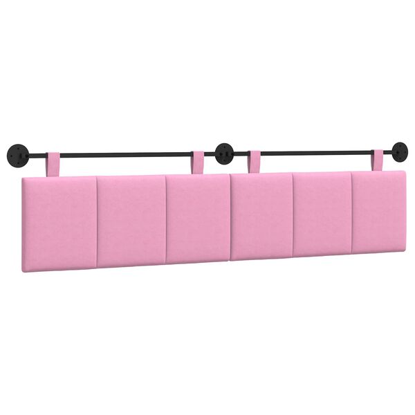 vidaXL Cabeceira Suspensa Riscas Rosa 210 x 55 x 5 cm tecido