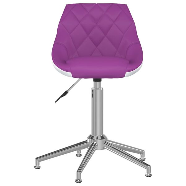 vidaXL Cadeiras de jantar girat&oacute;rias 2 pcs couro art. roxo/branco