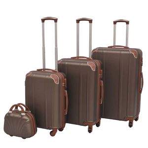 vidaXL Conjunto de tr&oacute;leis em estojo r&iacute;gido 4 pcs cor caf&eacute;