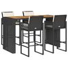 vidaXL 5 pcs conjunto de bar jardim c/ almofad&otilde;es vime PE/ac&aacute;cia preto