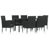 vidaXL 7 pcs conjunto de jantar para jardim vime PE e a&ccedil;o preto