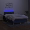 vidaXL Cama box spring c/ colch&atilde;o e LED 120x200 cm tecido azul