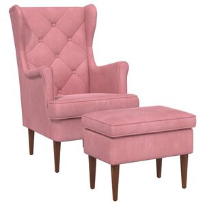 vidaXL Poltrona com Puff 2 unid. Rosa Veludo