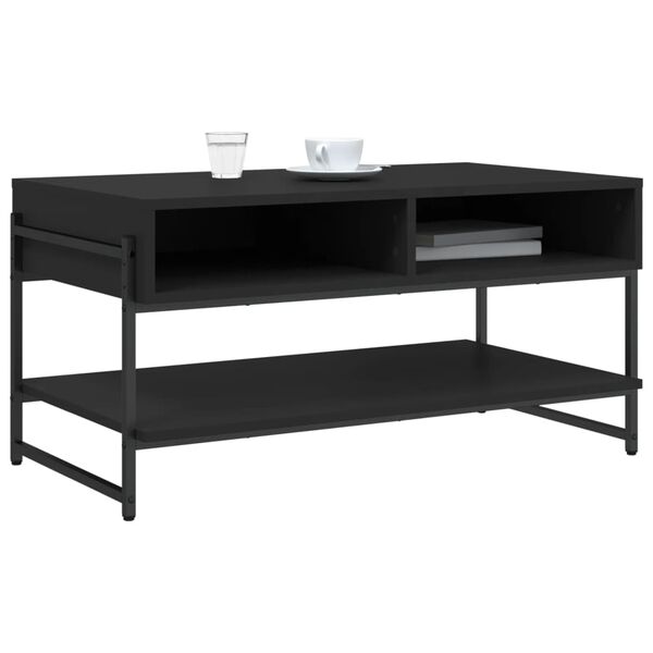vidaXL Mesa de centro 90x50x45 cm derivados madeira preto
