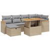 vidaXL 7 pcs conjunto de sof&aacute;s p/ jardim com almofad&otilde;es vime PE bege