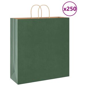vidaXL Sacos de papel 250 unid com al&ccedil;as verde 45x17x48 cm