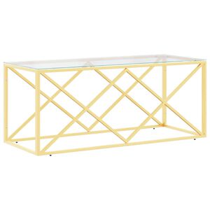 vidaXL Mesa de centro 110x45x45 cm a&ccedil;o inoxid&aacute;vel e vidro