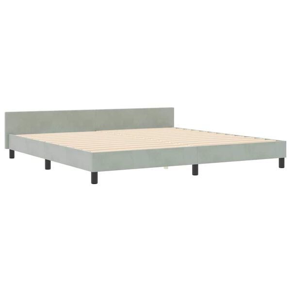 vidaXL Cama Box com cabeceira Cinzento-claro 200 x 200 cm Veludo