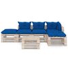 vidaxL Conjunto lounge de paletes p/ jardim 6 pcs c/ almofad&otilde;es pinho