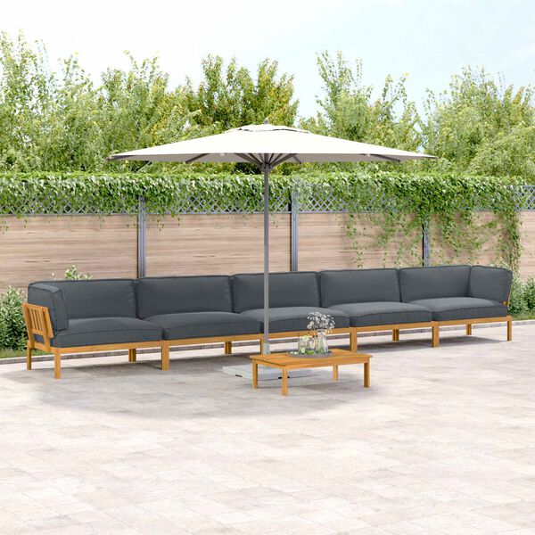 vidaXL Conjunto de Sof&aacute;s Liso 6 pcs Antracite Madeira S&oacute;lida de Ac&aacute;cia