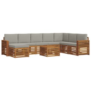 vidaXL Conjunto de Sof&aacute;s para Exterior 9 pcs Cinza Natural e Claro