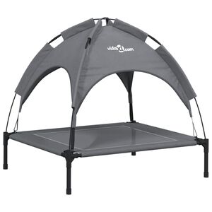 vidaXL Cama para c&atilde;es com toldo tecido oxford e a&ccedil;o antracite