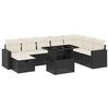 vidaXL 9 pcs conjunto de sof&aacute;s p/ jardim c/ almofad&otilde;es vime PE preto