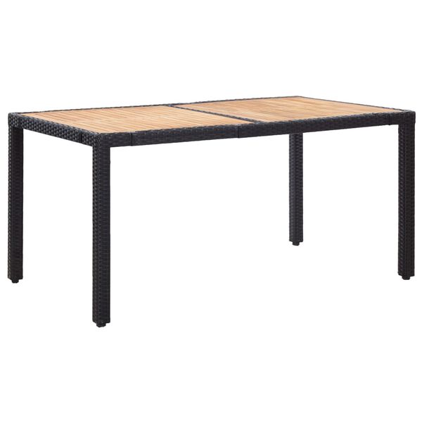 vidaXL 7 pcs conjunto jantar exterior com almofadões vime PE preto