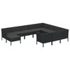 vidaXL 11 pcs conjunto lounge de jardim c/ almofad&otilde;es vime PE preto