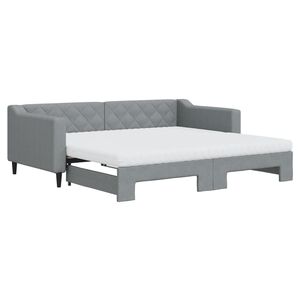 vidaXL Sof&aacute;-cama c/ gavet&atilde;o e colch&otilde;es 90x190 cm tecido cinzento-claro