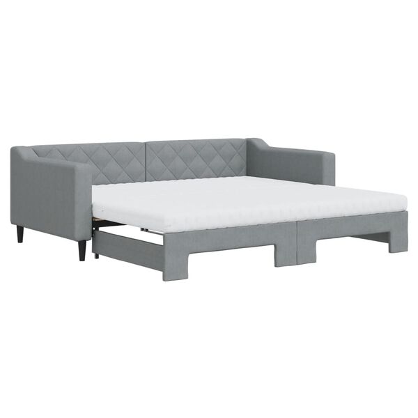 vidaXL Sof&aacute;-cama c/ gavet&atilde;o e colch&otilde;es 90x190 cm tecido cinzento-claro
