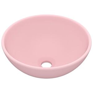 vidaXL Lavat&oacute;rio WC luxuoso redondo 32,5x14cm cer&acirc;mica rosa mate