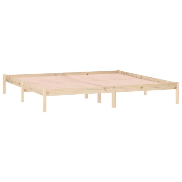 vidaXL Cama sem colch&atilde;o 193x203 cm King madeira de pinho maci&ccedil;a