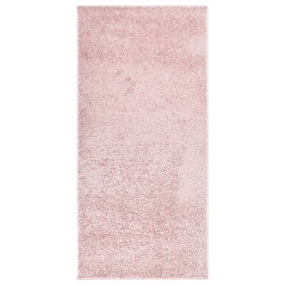 vidaXL Tapete antiderrapante de pelo suave 115x170 cm rosa