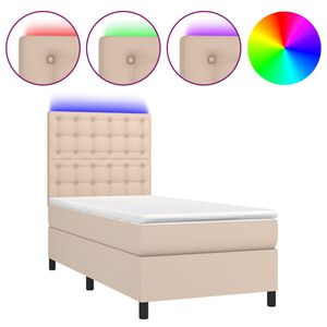 vidaXL Cama box spring c/ colch&atilde;o/LED 80x200cm couro artif. cappuccino