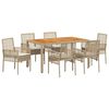 vidaXL Conjunto de Jantar para Jardim 7 pcs Bege vime PE