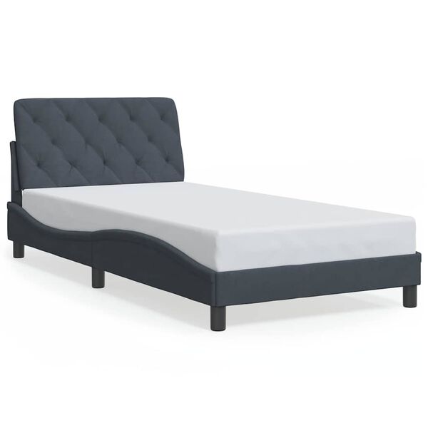 vidaXL Estrutura de cama sem colch&atilde;o 100x200 cm veludo cinzento-escuro