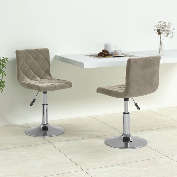 vidaXL Cadeiras de jantar girat&oacute;rias 2 pcs veludo cinzento-claro
