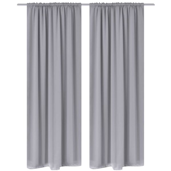 2 pcs cortinas opacas com barra de franzir 135 x 245 cm cinzento