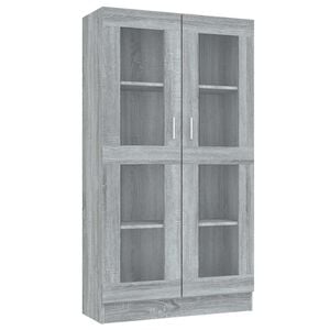 vidaXL Vitrine 82,5x30,5x150 cm derivados de madeira cinzento sonoma