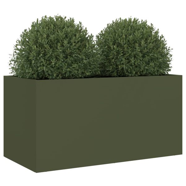vidaXL Vaso/floreira 62x30x29 cm aço verde azeitona
