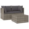 vidaXL 3 pcs conjunto lounge de jardim c/ almofad&otilde;es vime PE cinzento