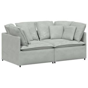 vidaXL Sof&aacute; modular com almofadas veludo cinzento-claro