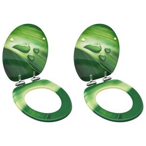 vidaXL Assentos sanita tampas fecho suave 2 pcs MDF design gotas &aacute;gua
