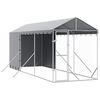 vidaXL Canil de exterior com teto 2x6x2,5 m a&ccedil;o galvanizado prateado