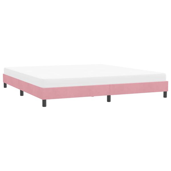 vidaXL Estrutura de cama com colchão 180x210 cm veludo rosa