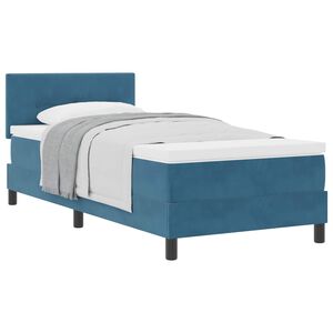 vidaXL Cama Box com colch&atilde;o Azul Escuro 100 x 200 cm Veludo