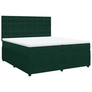 vidaXL Cama com molas/colch&atilde;o 200x200 cm veludo verde-escuro